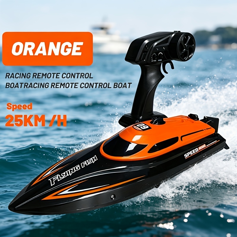 TEMU Rc Boat With Self-, 25+ Mph Remote Control Racing Ship, Led Light-up, Remote Control Watercraft, Ideal Birthday/ Christmas Gift.