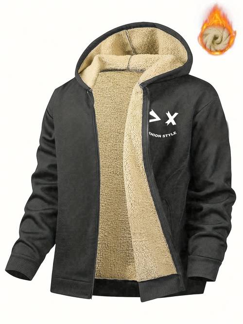 Artikelbild lässige, stylische herren sport outdoor fleece jacke windbreaker mit print