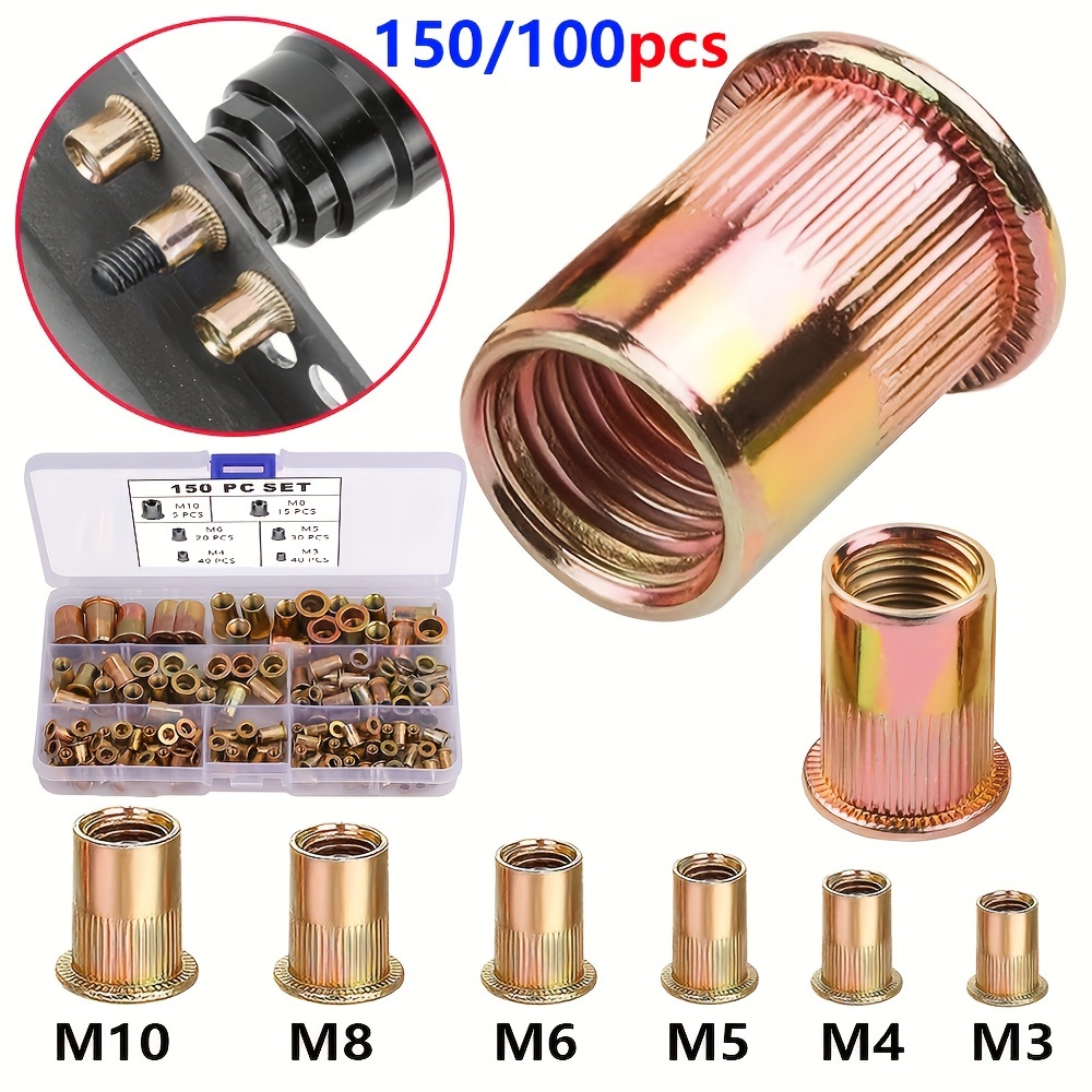 

/150pcs , Steel Nut Kit, Thread Nut Kit, Suitable For Car Decoration, Electrical And Products (m3 M4 M5 M6 M8 M10)