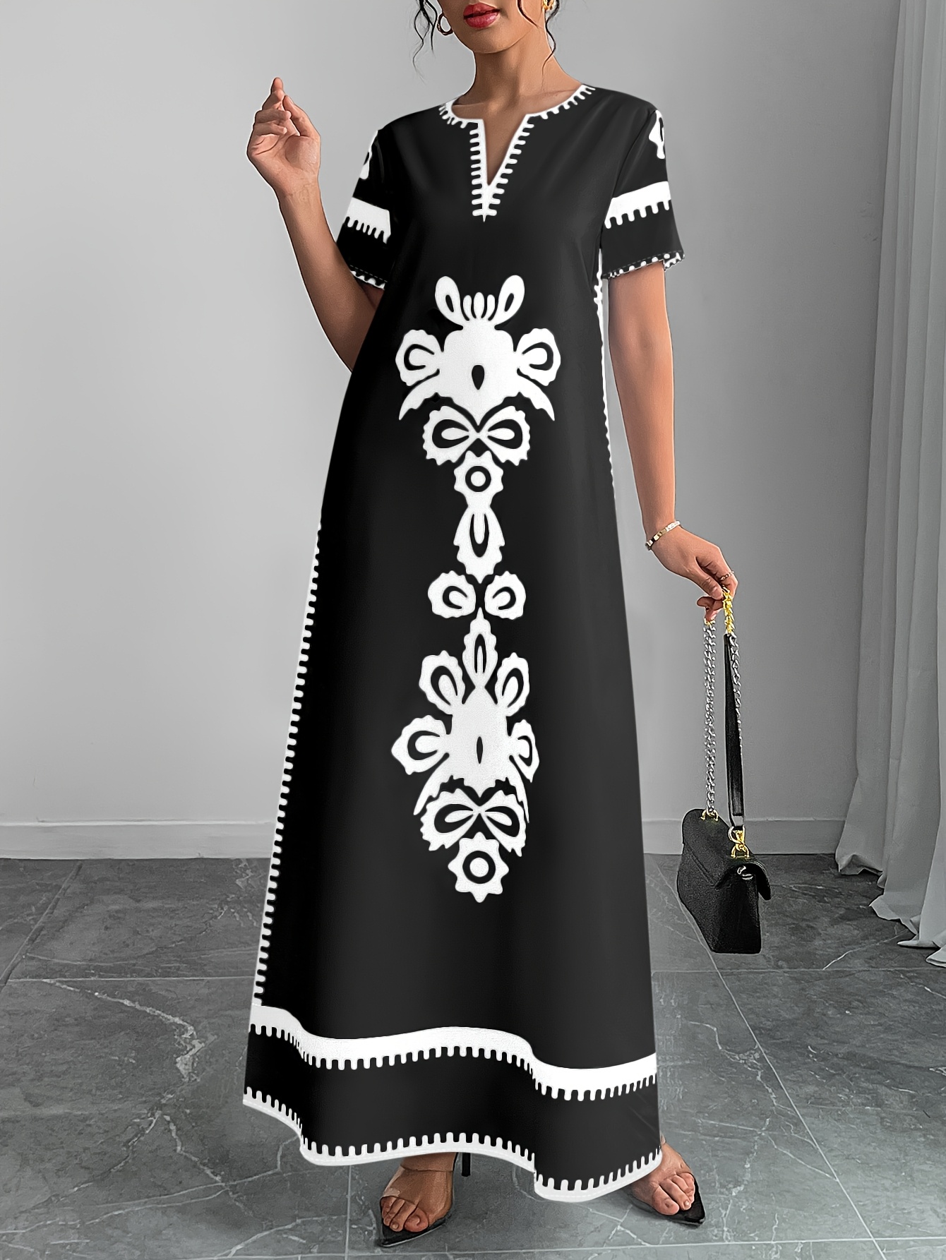 knee length dresses for ladies Sophia Abstract Maxi Dress  Atlanta Shoe Studio