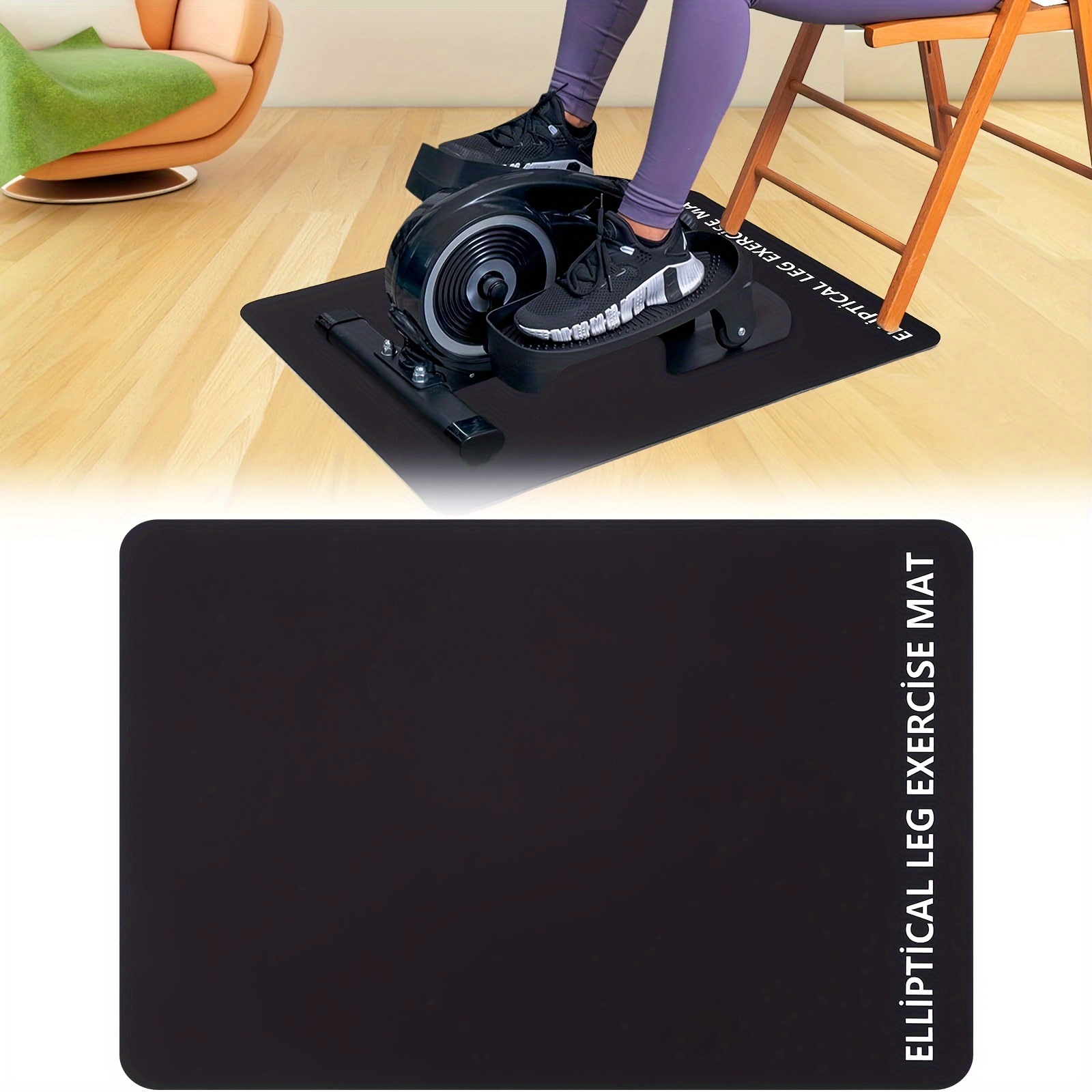 

1pc Diatomite Anti-slip Mat For Elliptical Leg Exercise Equipment, Enhancer And Floor Protector For Elderly, Fits Multiple Models - Black