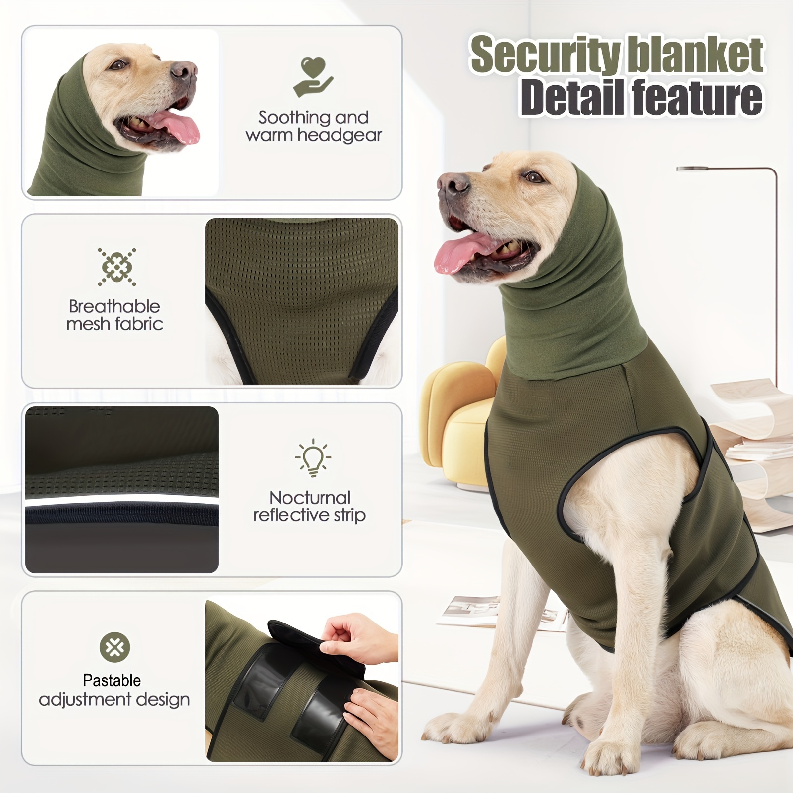 Dog Anxiety Relief Hoodie Calming Thunder Jacket with Head Cover  Sleeves for Small to Large Breeds, Hand Wash Only
