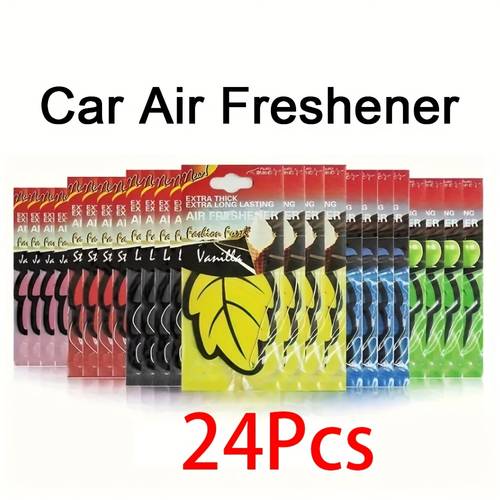 24pcs car air freshener 24pcs air freshener long lasting odor for car interior 6 fragrances vanilla lavender green christmas gift car perfume