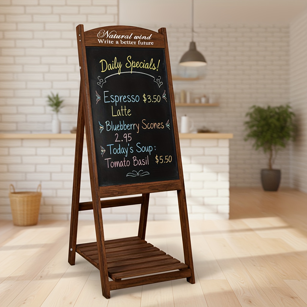 E-shop Großes 110 cm x 40 cm Holz Tafel Sandwich Bürgersteigschild für Café, Pub, Laden - Wiederverwendbares Gehwegschild mit Ständer
