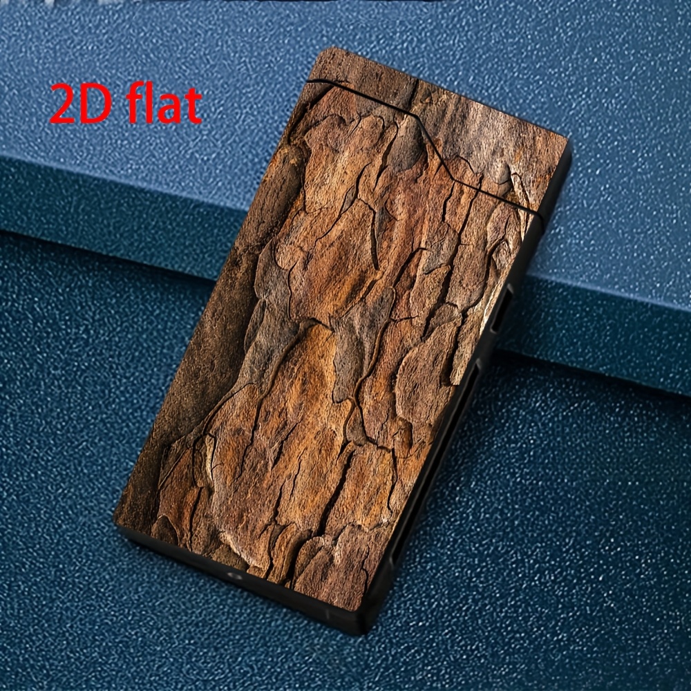 TEMU 1pc Windproof With Bark Texture, Type-c Rechargeable Lighter, Metal Casing, Power Display, Dual Arc, Gift Box Packaging, Protection, Outdoor