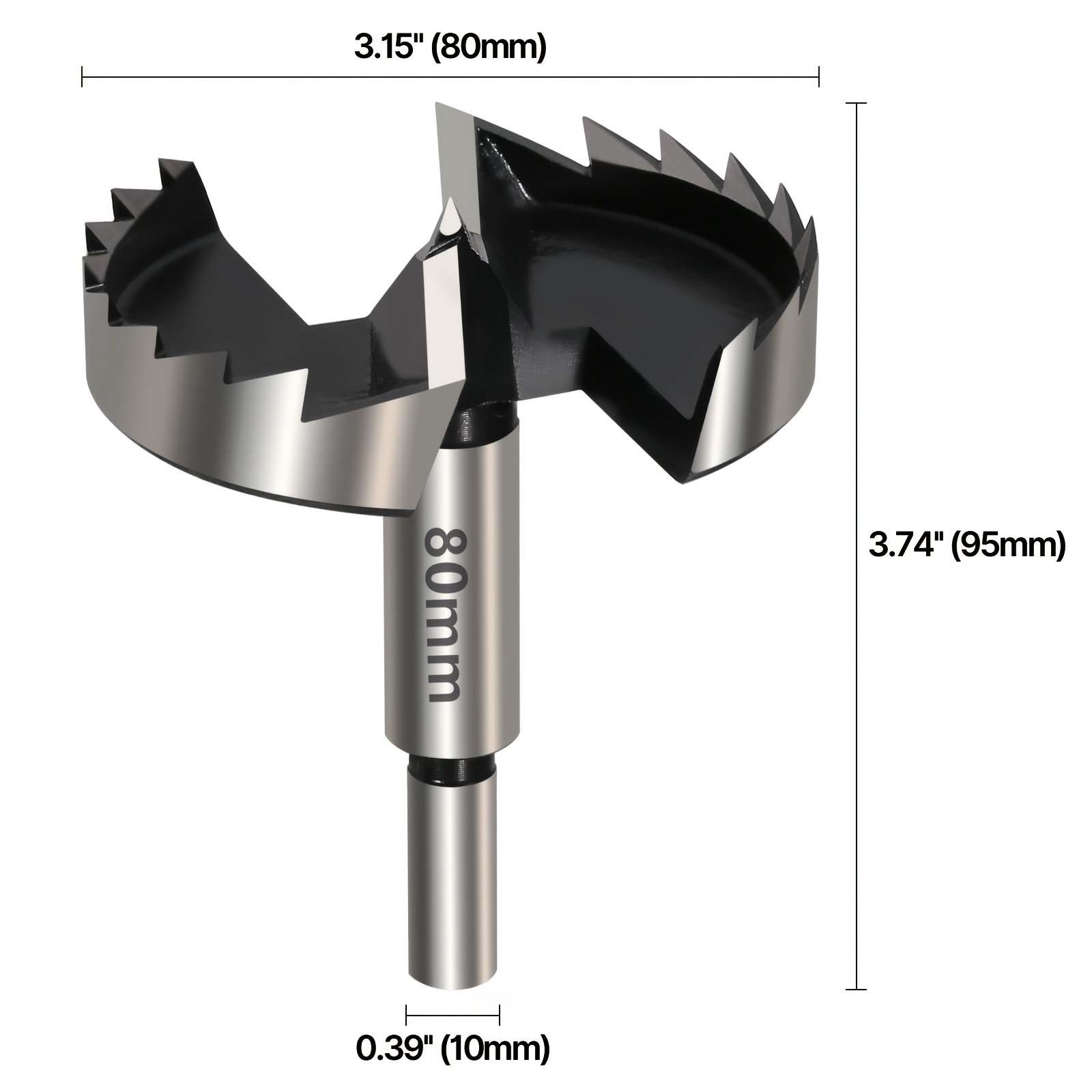 Image of 80mm Drill Bit Made Of, Featuring Multiple For Woodworking. Bits Come With A Round Shank And Are Suitable For Drilling Into Solid Wood, Plastic, Particleboard, And Plywood