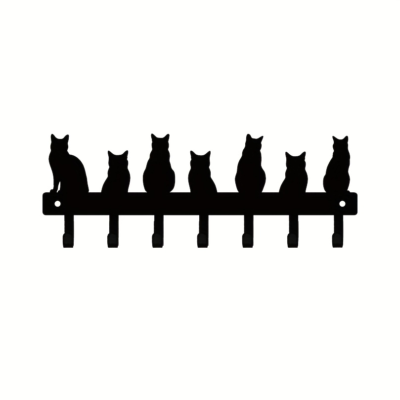 E-shop 1 Katzen-Design Haken, Schwarzer Metall Wandhalterung Multifunktionaler Schlüsselhalter für Zuhause, Geeignet für Innenräume