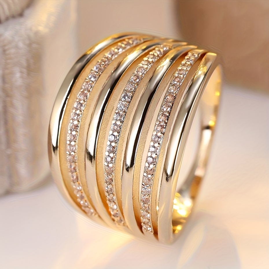TEMU Angol 1pc Minimalist Wide Band Synthetic Synthetic Zirconia Women's Ring Exquisite Jewelry