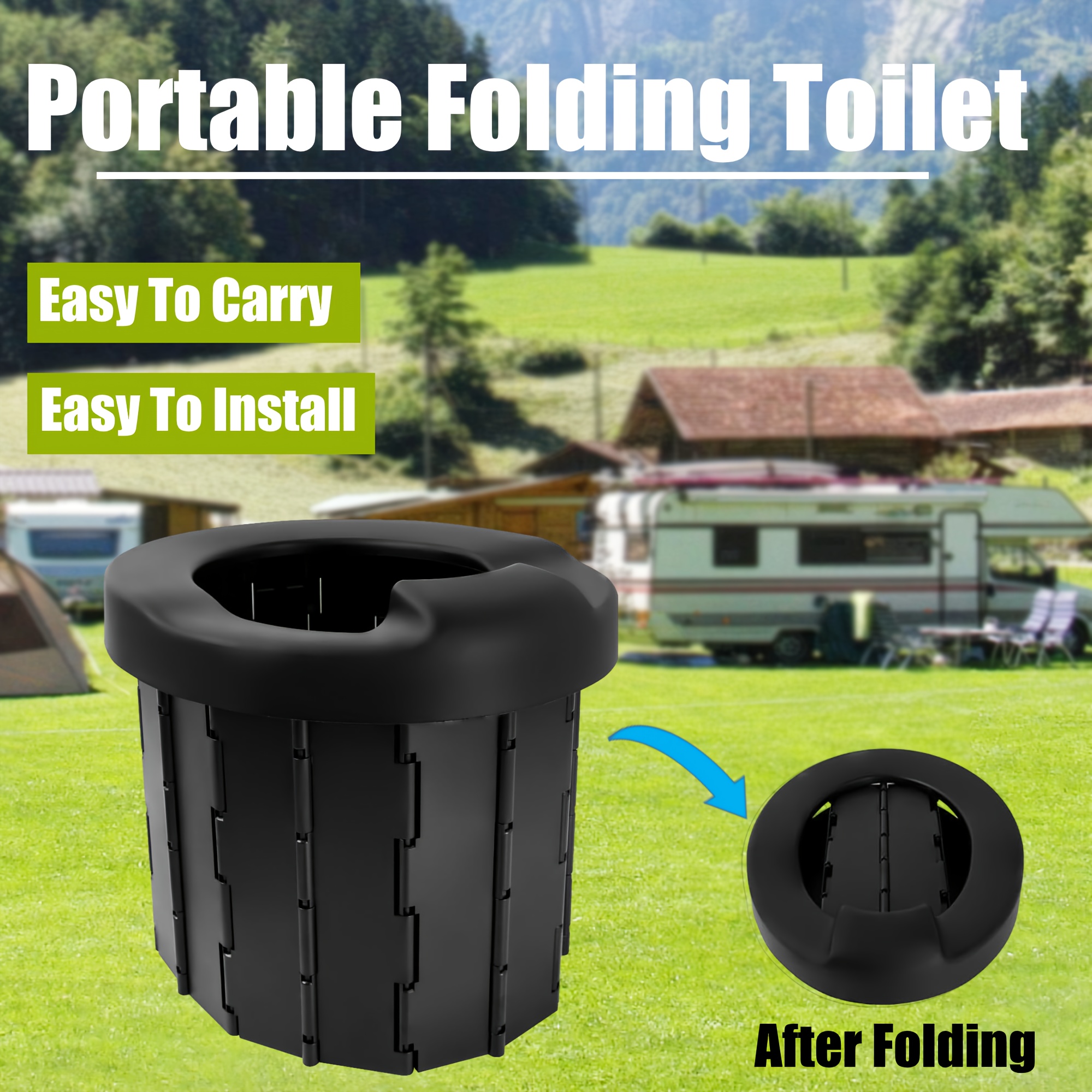 

Portable Folding Toilet For Camping, Waterproof Porta Potty Car Toilet With Lid, Travel Portable Toilet For Hiking Travel Camping Beach Trips