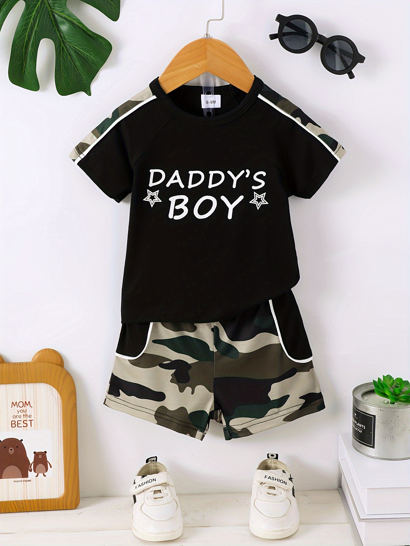 Baby's Daddy's Boy Print Short Sleeve Set T shirt Camouflage - Temu