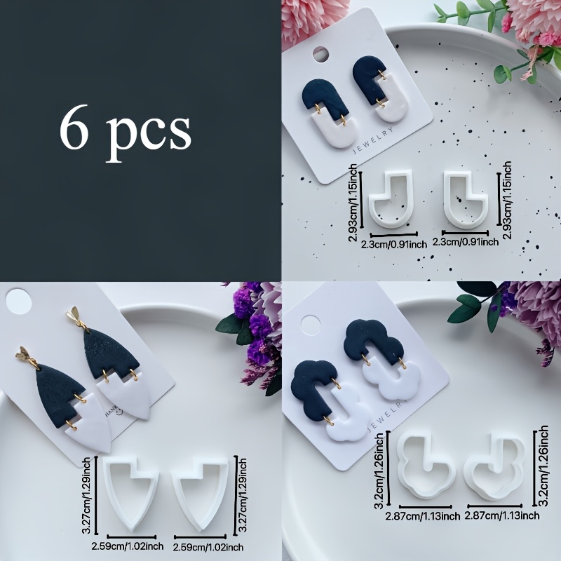 TEMU 6 pièces Ensemble de Découpe en Polymère Style Bohème - Kit Multifonction DIY pour Création de Bijoux avec Lames en Plastique pour Boucles