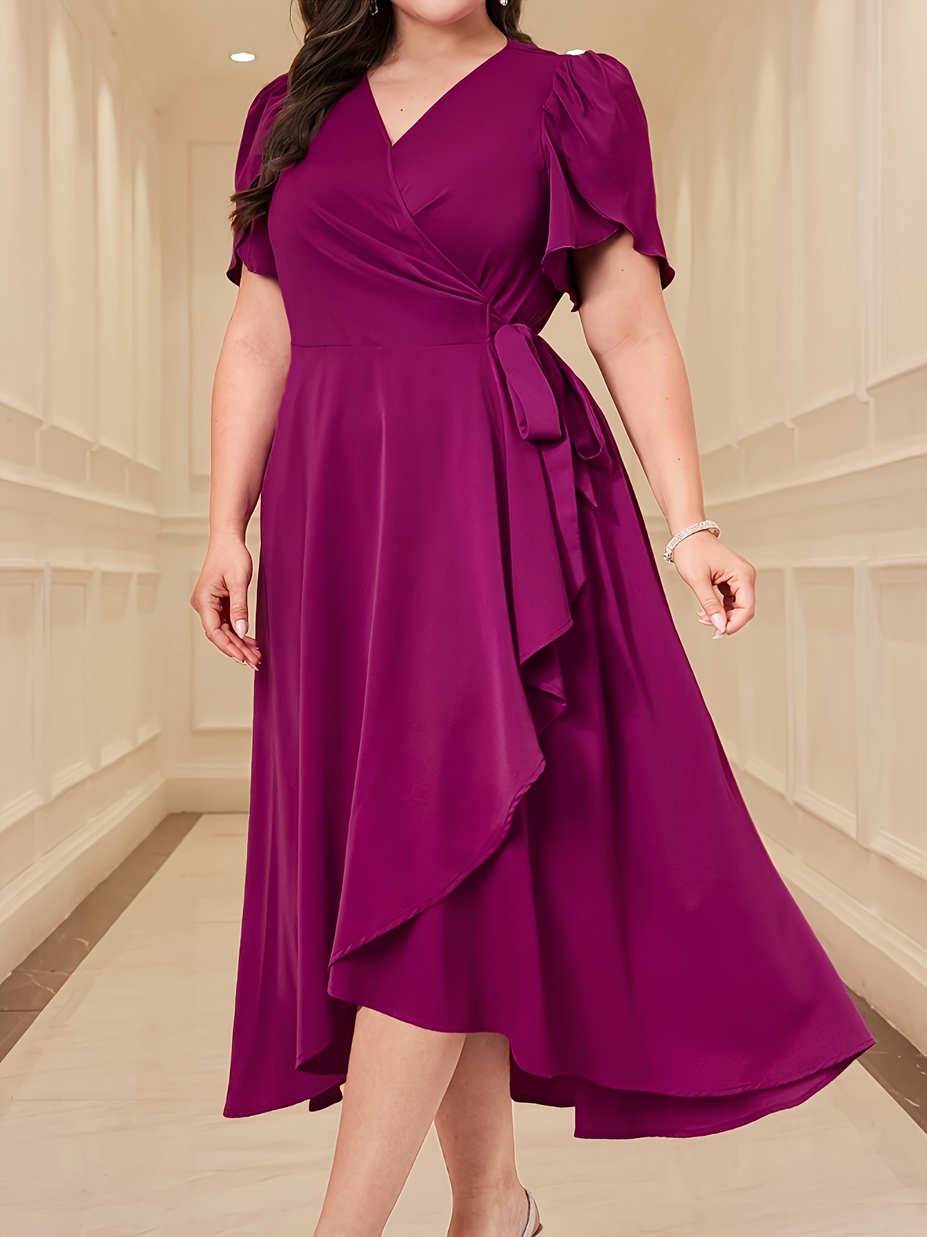 plus size plus size elegant wedding guest maxi dress women's - Temu Oman