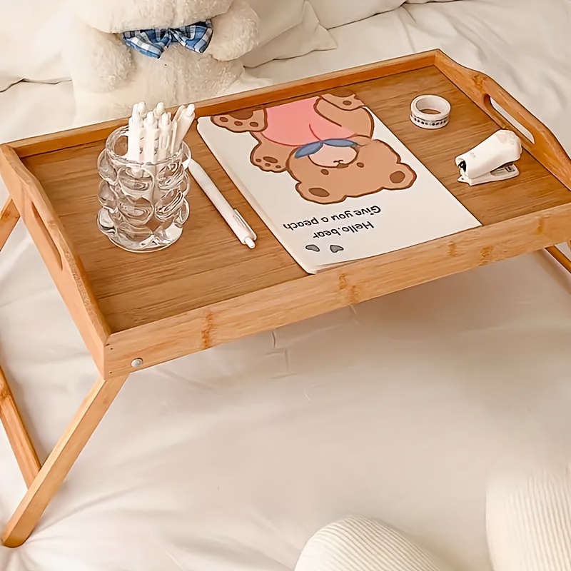 

Versatile Wooden Bed Tray With Folding Legs - Perfect For Breakfast, Snacks, Work & Study - Ideal For Dorms, Home Sofa & Bed Use Bed Tray Table Bed Table Tray