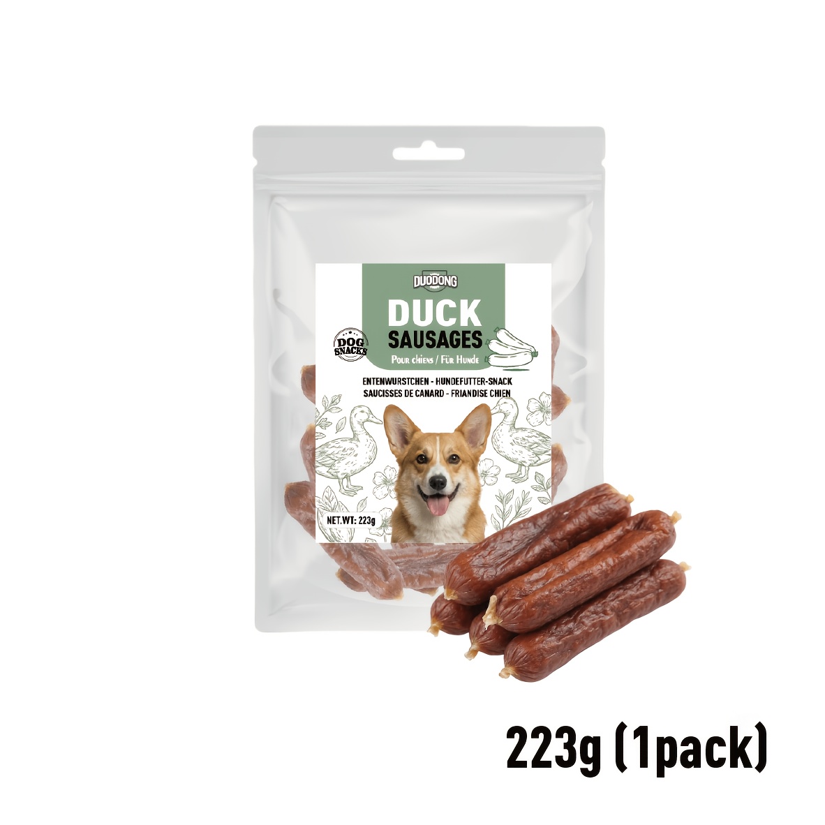TEMU Eendenworst hondensnoepjes geschikt voor traanvlekken, -rijke zachte jerky-snacks, graanvrije zachte kauwsnoepjes voor gevoelige magen, gezonde
