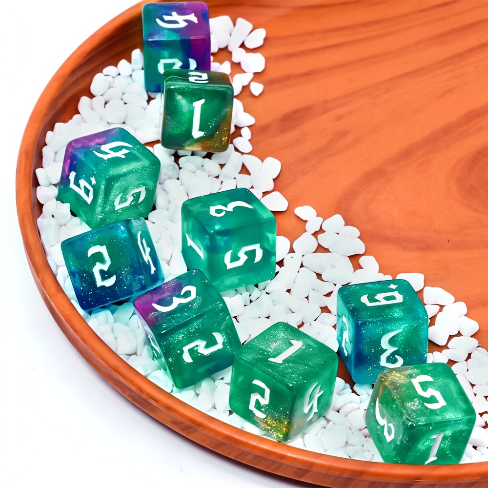 10pcs Nebula Swirl Galaxy Gradient Color D6 Dice Set, Tabletop