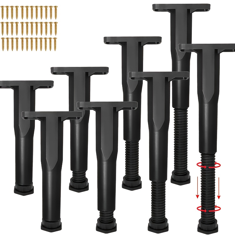 8-pack Adjustable Bed Support Legs - Heavy Duty Adjustable Risers For Bed Frames/box Springs/platforms/slats, Sturdy Replacement And Support System.adjustable Height 13cm-22cm
