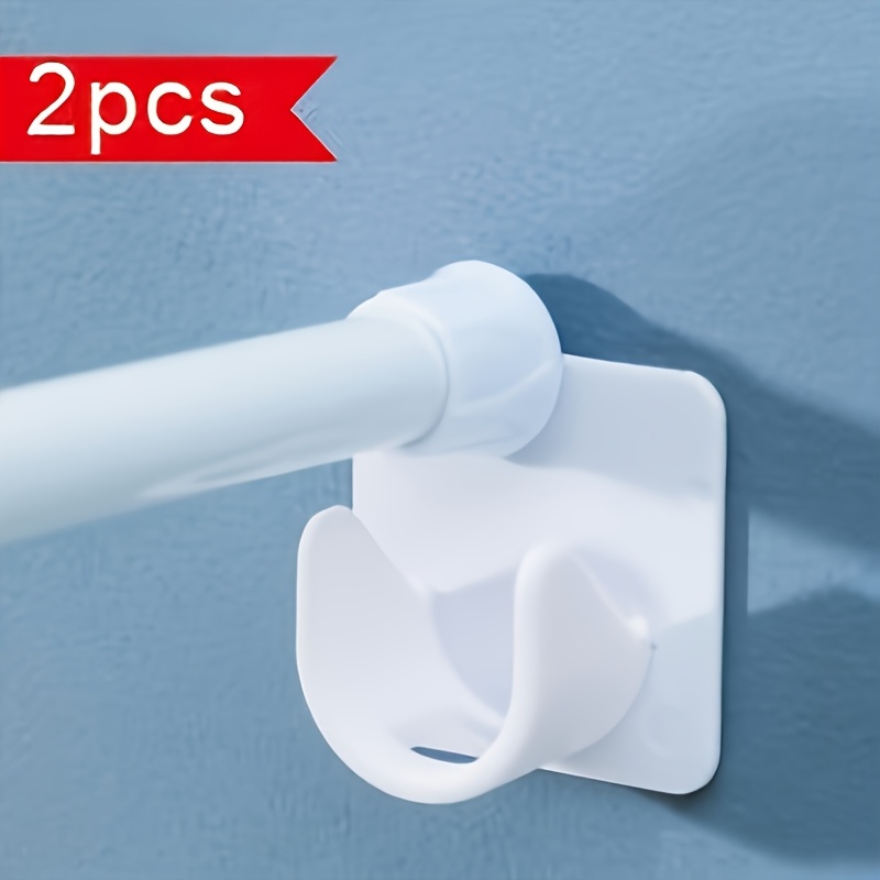 

2pcs Easy-install Adhesive Curtain Rod Holders With Stickers - No-drill, Multifunctional Telescopic Brackets For