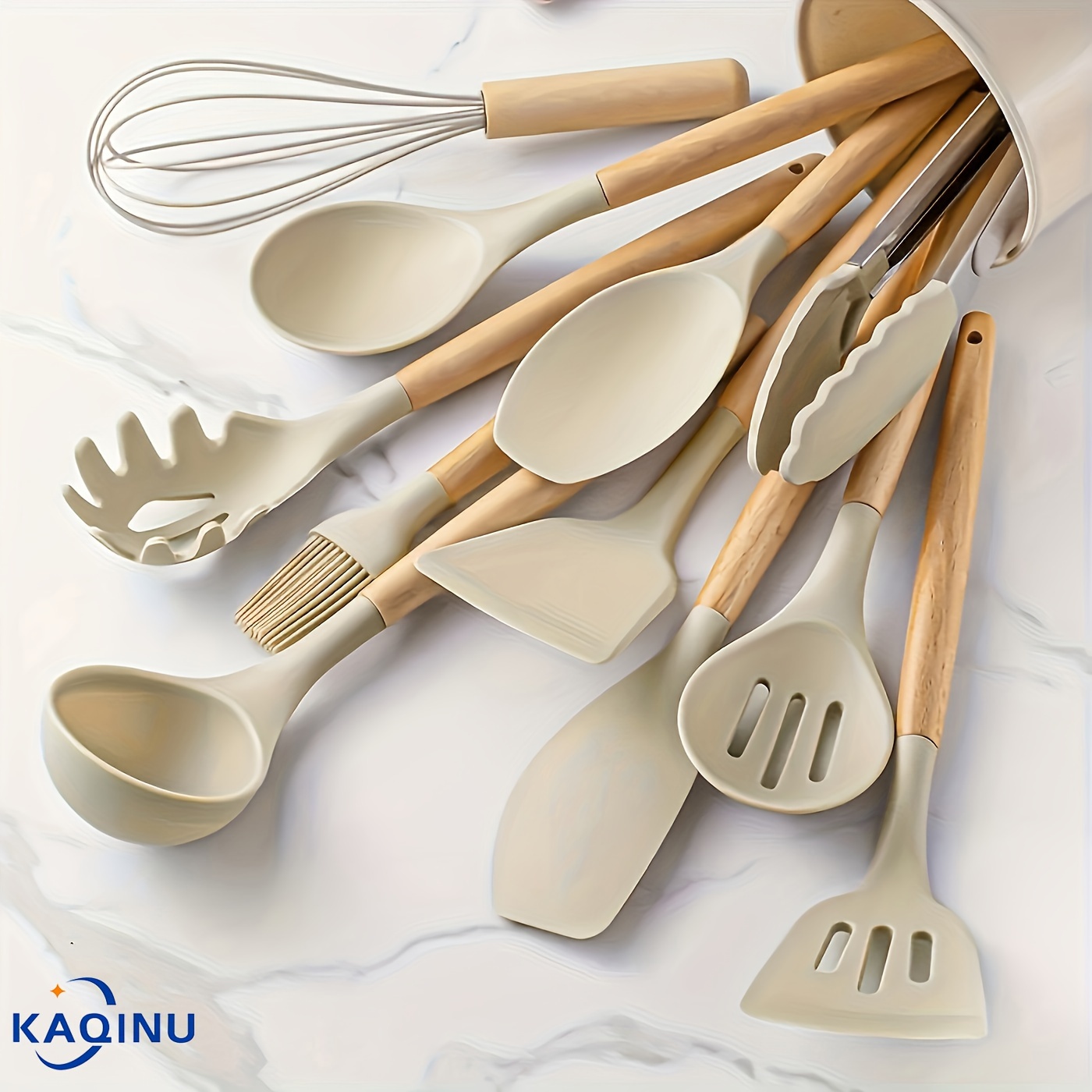 

12pcs, Silicone Kitchen Utensil Set With Wooden Handles - Safe And Easy To Clean - Cooking And Baking - Ideal For Back To School And Dorm