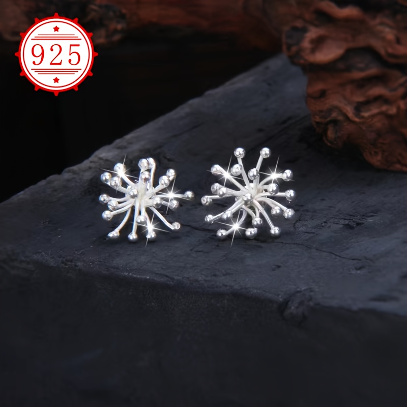 925 Silver Dandelion Fireworks Ear Studs Pair Pack