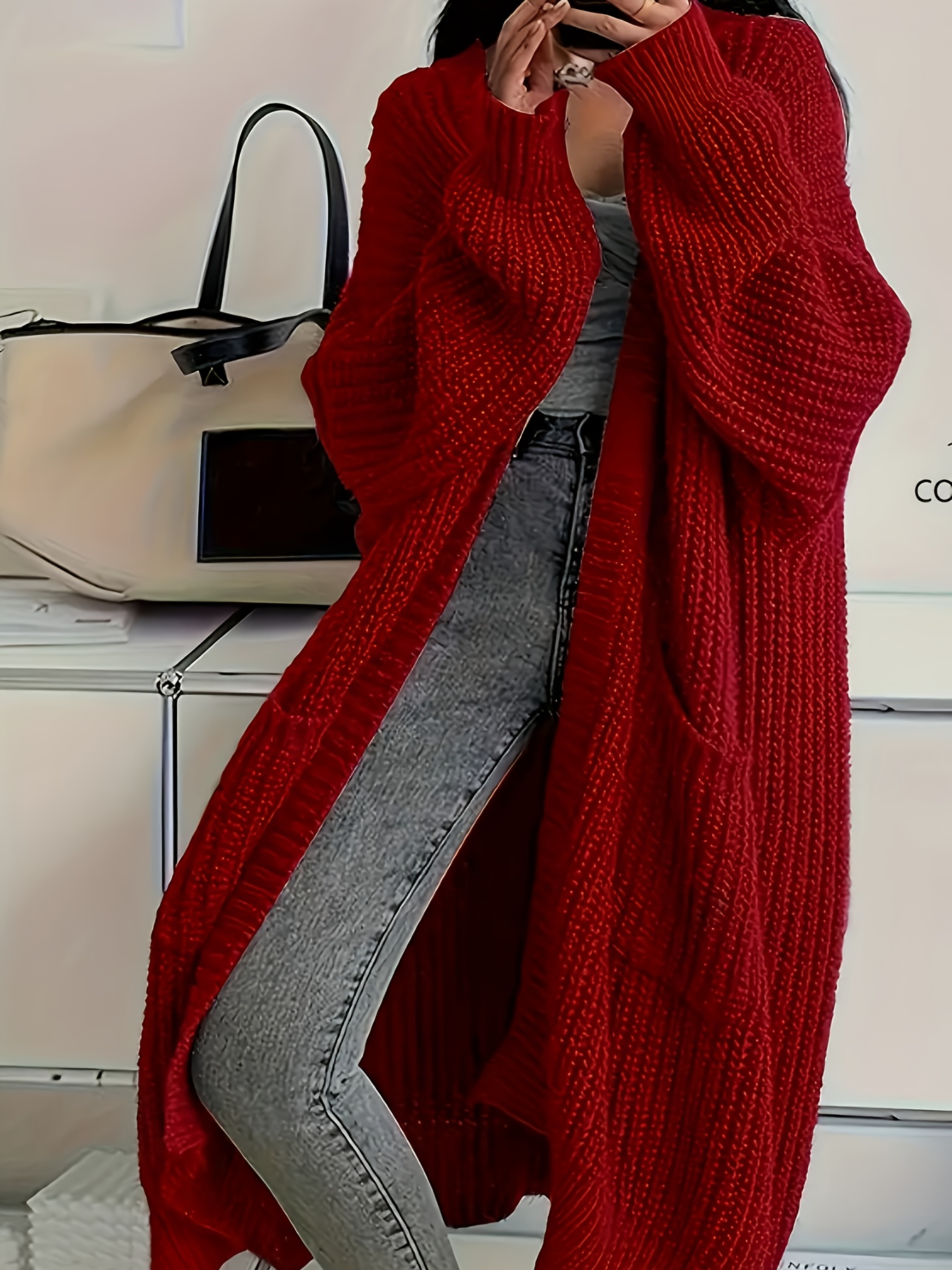 womens long sleeve cardigan elegant sweater non stretchy fabric for fall winter layering office party everyday outfits womens clothing cardigan sweater casual wear textured knitwear fall   design durable material Product details 5