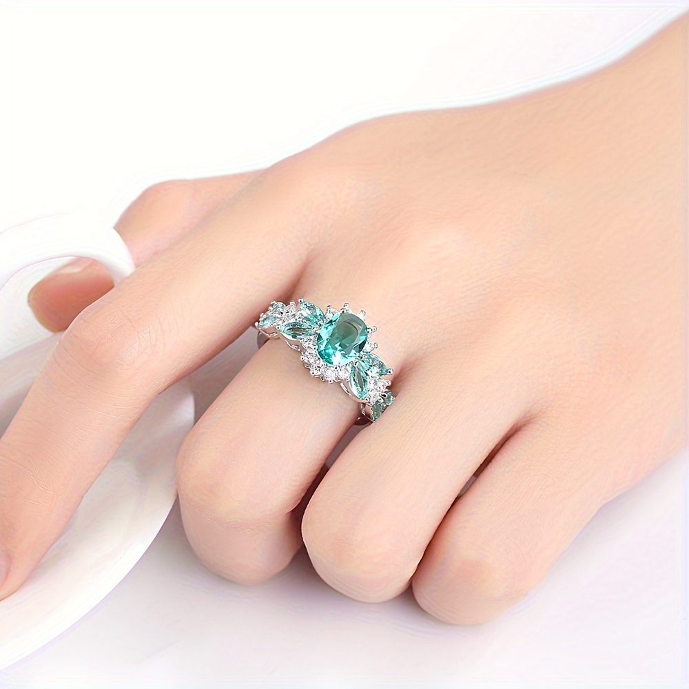 

1pc Retro Personalized Women's Fashion Zircon Ring Horse Eye Crystal Gemstone Ring