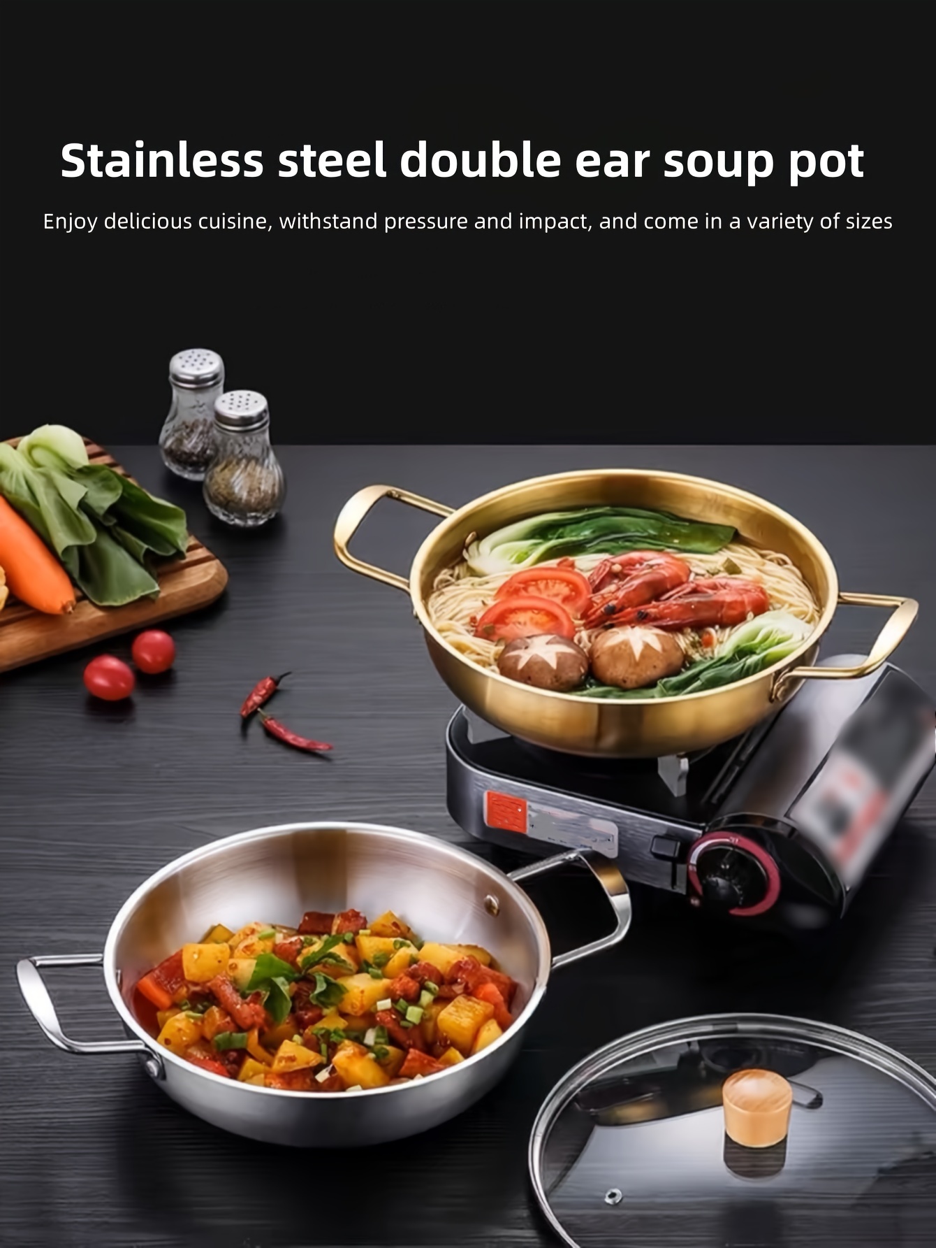 stainless steel korean   noodle pot for home use suitable for hot pot with seafood single serving set of 6 pieces details 0