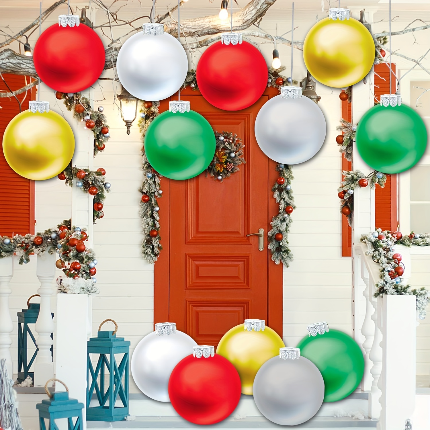 

6- Inflatable Christmas Ornaments, 9- Round Hanging Decorations For , , , , Or , Suitable For Christmas, Hanukkah, Halloween, Easter, , Day - Red, , , , ,