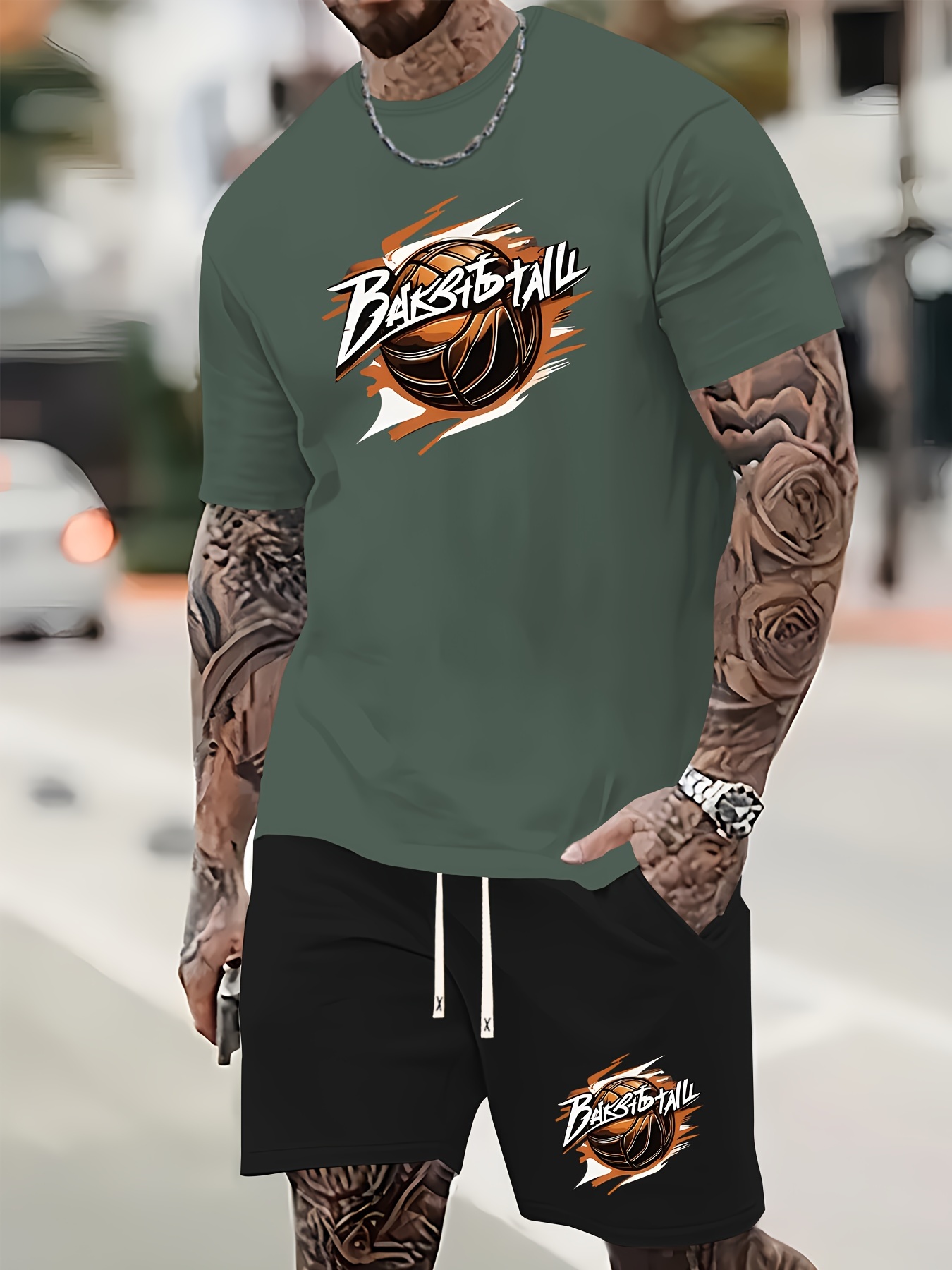 Basketball Men's Outfits Short Sleeve T shirt Drawstring - Temu