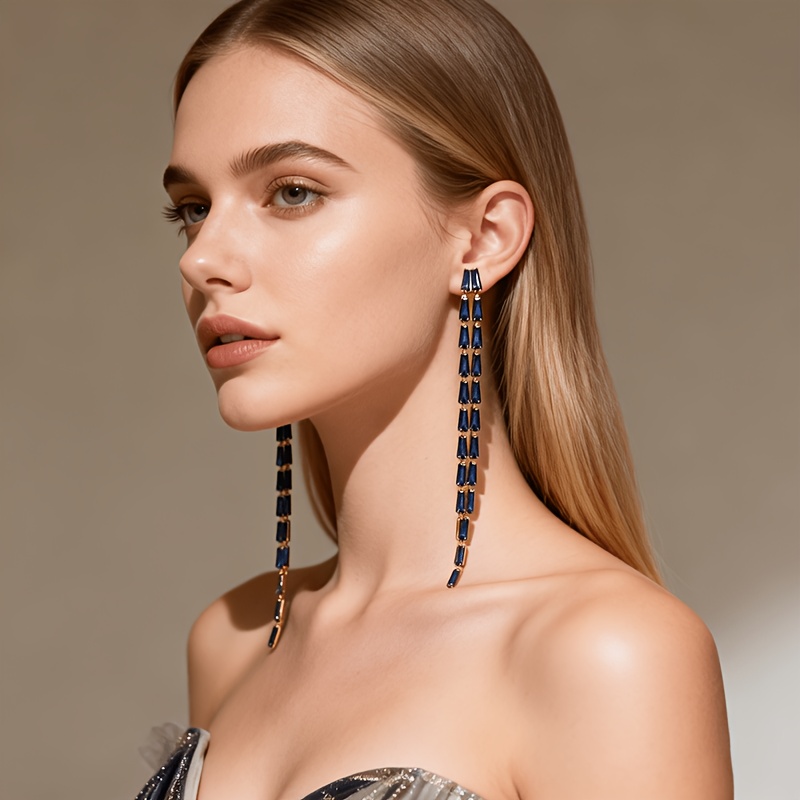 Modern Multi-Colored Synthetic Zirconia Inlay Earrings