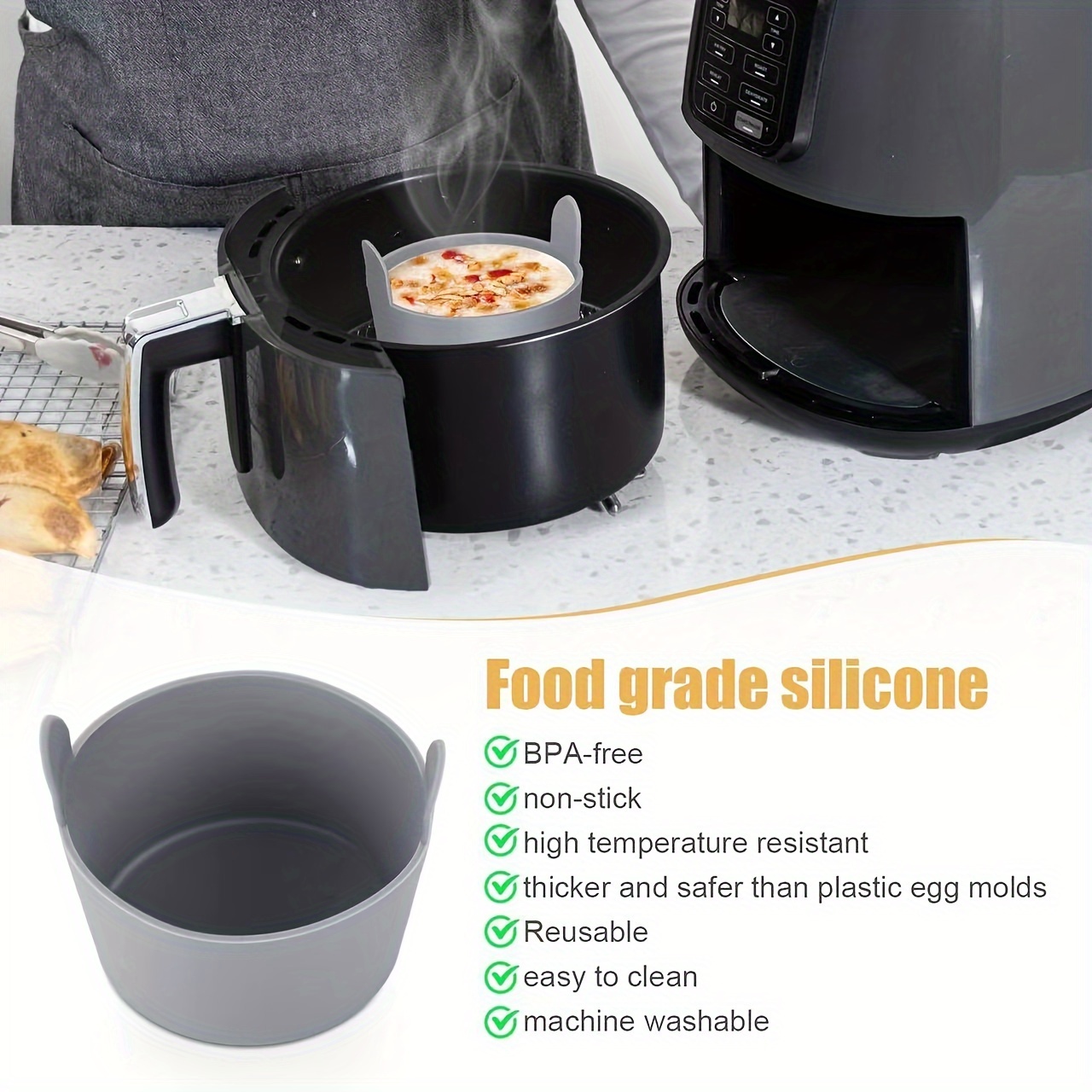 silicone air fryer egg poaching cups non   release space saving heat resistant silicone egg pots for perfectly cooked eggs details 0