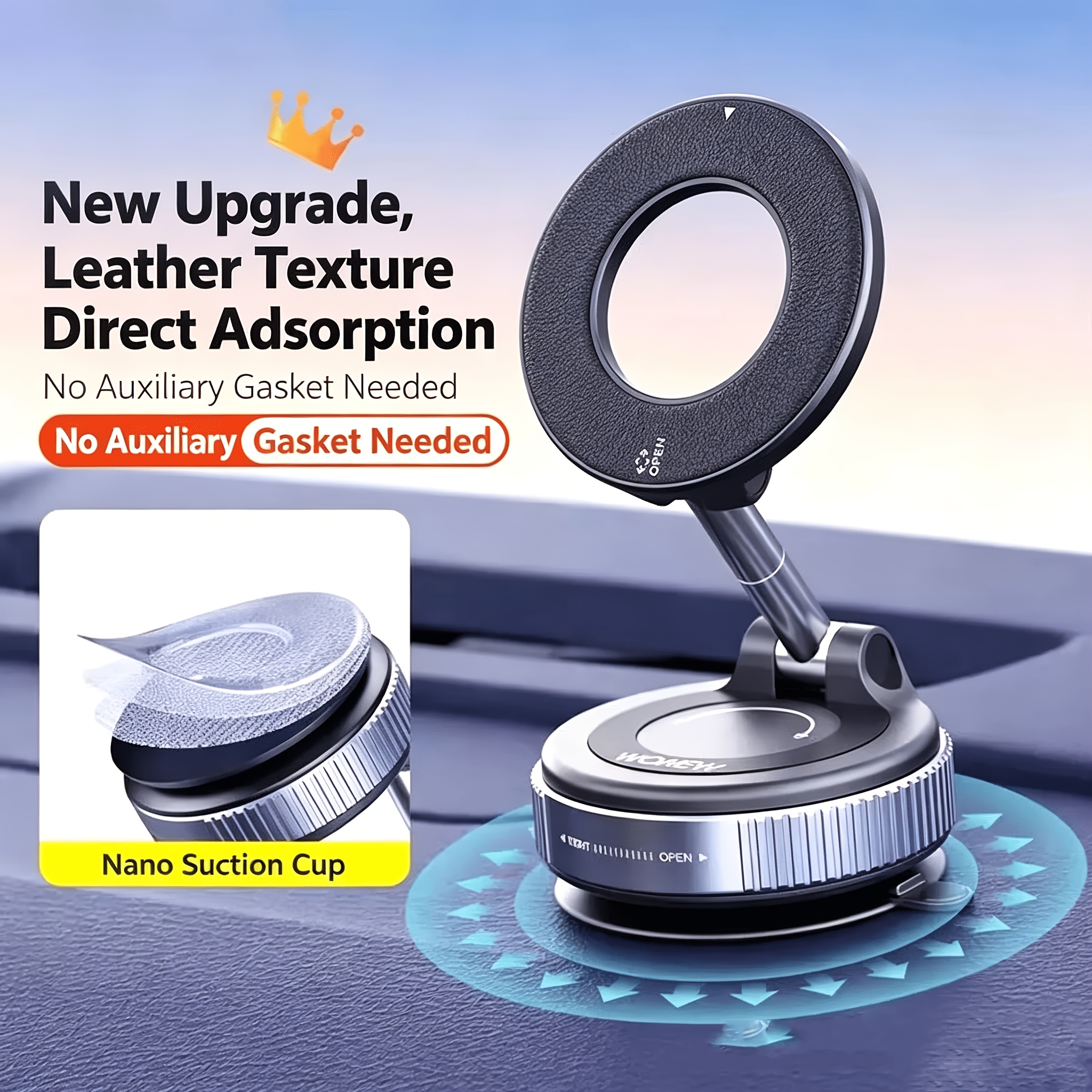 new vacuum magnetic   phone holder portable travel car mount foldable with adjustable 360 bi directional angle compatible with phones and tablets mothers day holiday gift