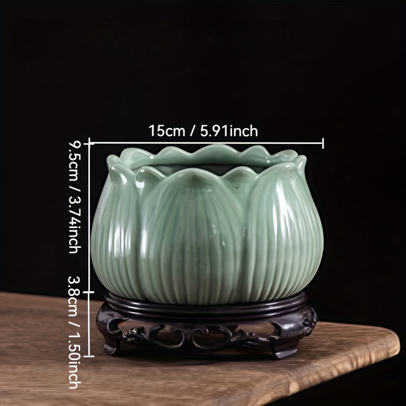 2pcs 3d Ceramic Hydroponic Planters, (1pc Planter And 1pc Resin Base), Frost-resistant Planter Ideal Gift For Hydroponics Enthusiasts, For Housewarming