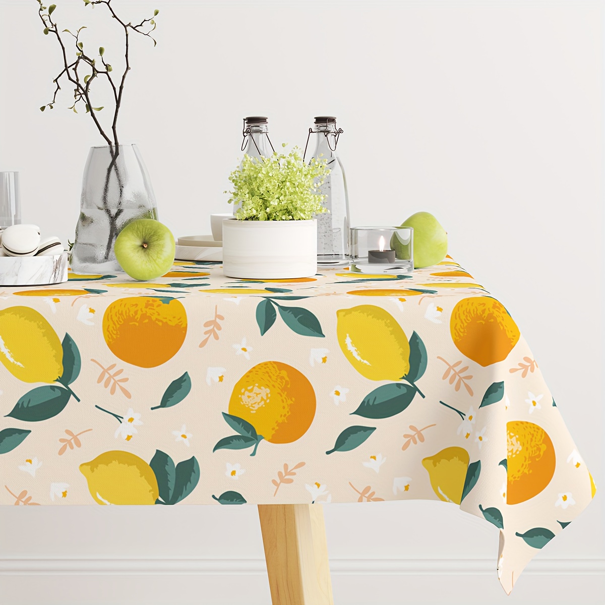 Tablecloth Orange Lemon Fruit Printed Table Cloth Waterproof - Temu