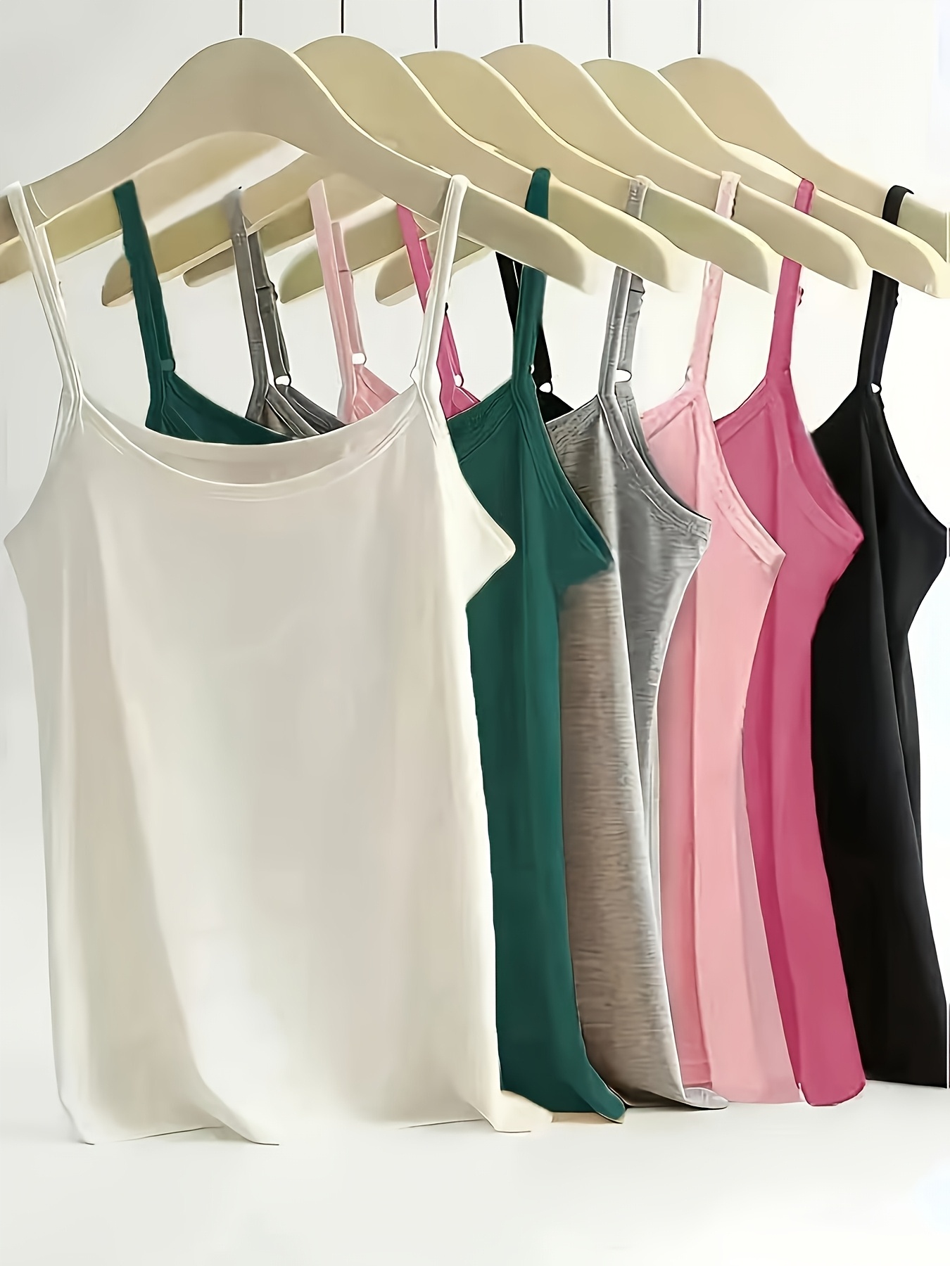6pcs womens plus size camisole   stretchy   fit adjustable straps solid color layering essentials for   breathable casual   for casual attire versatile clothing   medium  