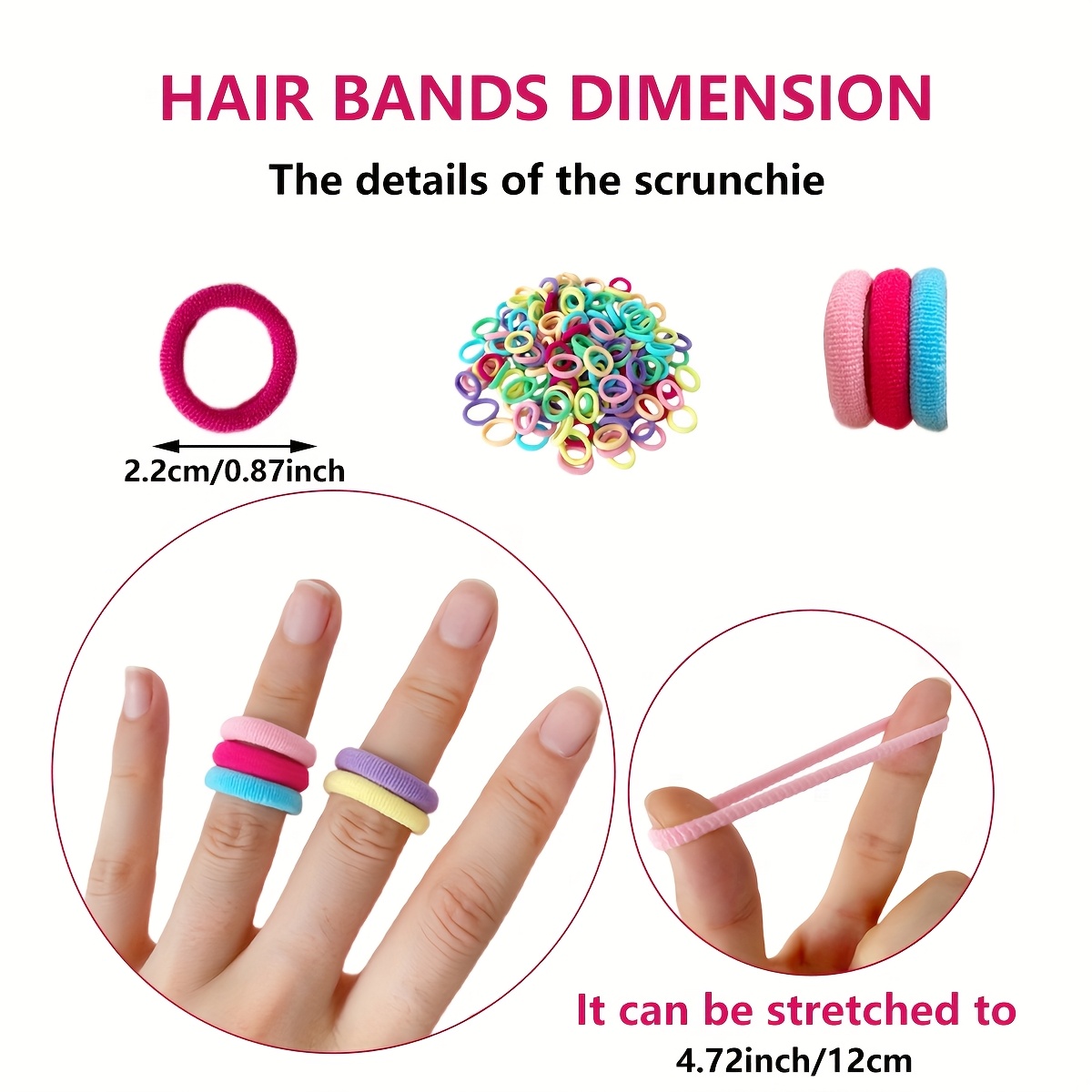100pcs Mixed Color Sweet Candy Style Small Rubber Band Headband