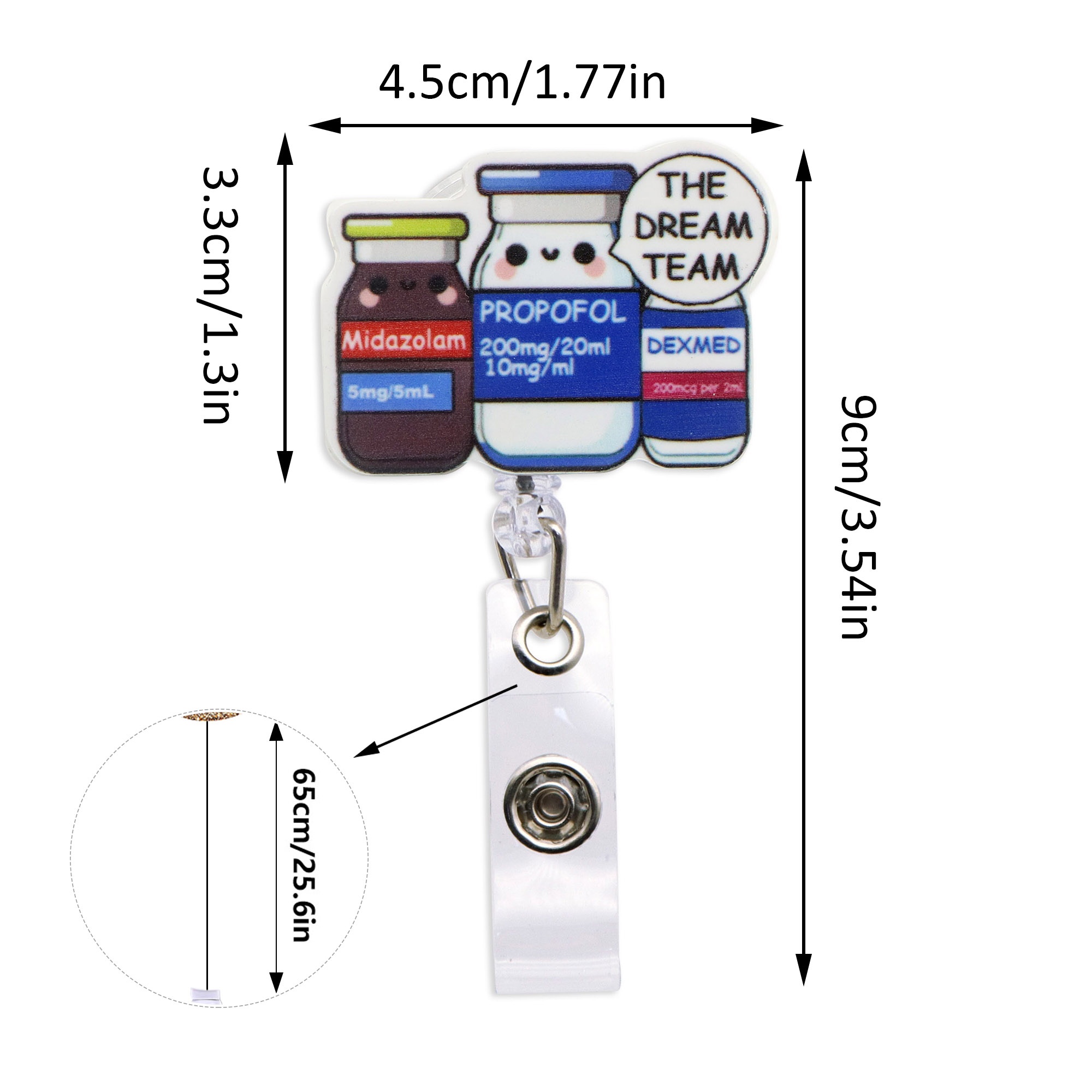 Image of 2d 1pc Of Acrylic Retractable Badge Holder For Hospital Nurses, Featuring Retractable Design, Suitable For Nursing Id Cards, And Includes A Clip For Attachment
