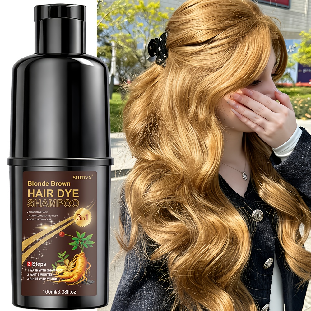 Image of Ginseng 3-in-1 Herbal Hair Dye Shampoo: Moisturizing, Gentle And Non-irritating, Quickly Covers Gray Hair, In Multiple Colors, Suitable For All Hair Types