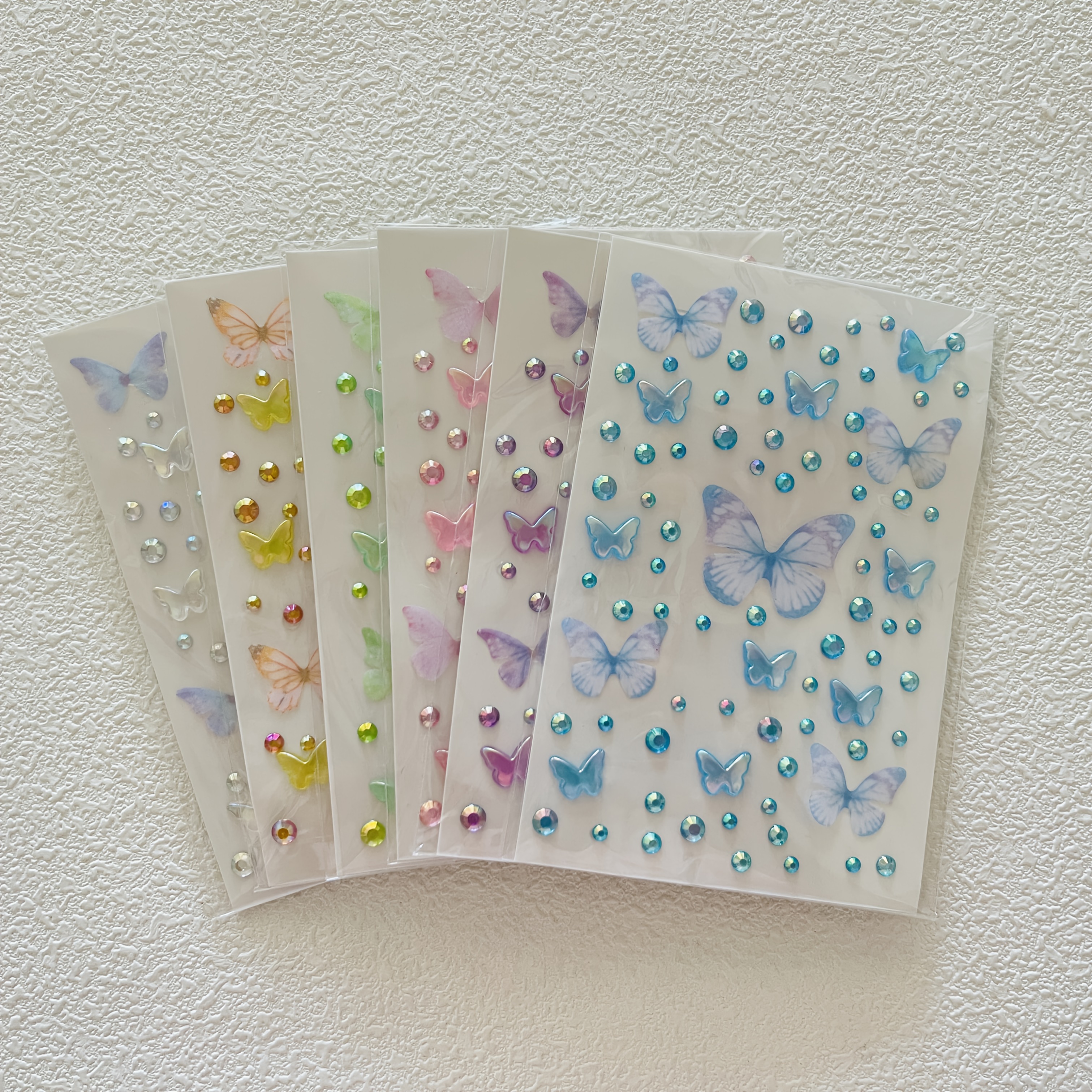 6pcs Chiffon Self-adhesive Performance Stickers Sparkling Rhinestone Makeup Stickers Facial Accessories Stage Performance Makeup Stickers Facial Makeup Glitter Diamond Sticker New Back To School Gift