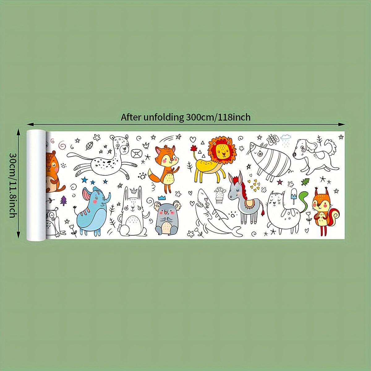 Creative Doodle & Painting Roll for Ages 3+ - 300CM Unfolding Graffiti Paper, Develop Creativity and Motor Skills, Mixed Color Watercolor Compatible Art Scroll