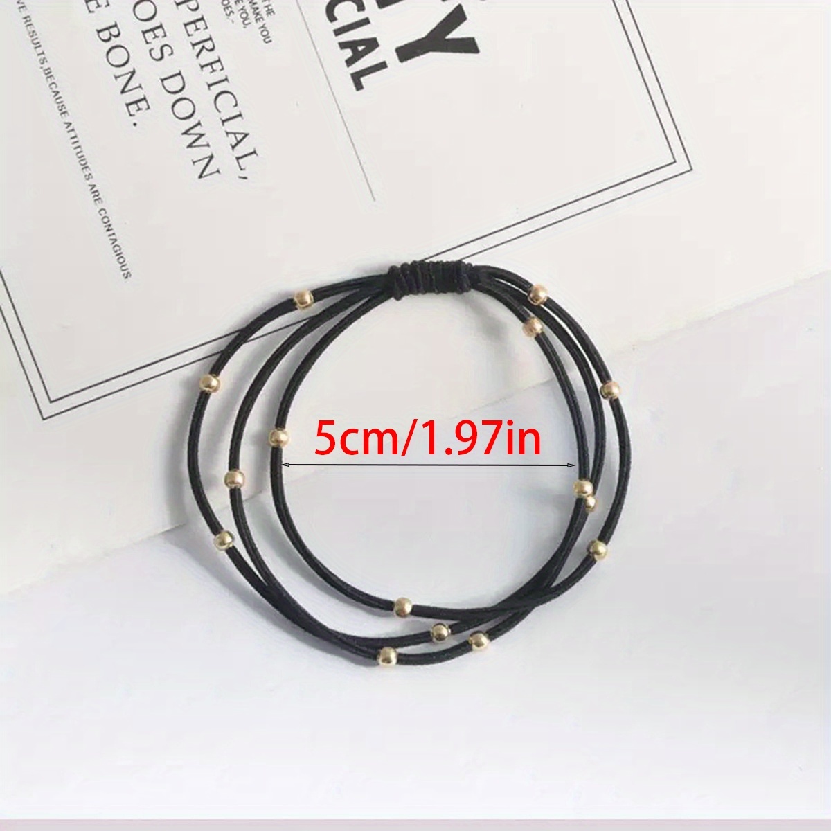 5pcs Bohemian Style Golden Bead Hair Ties, High-Elasticity