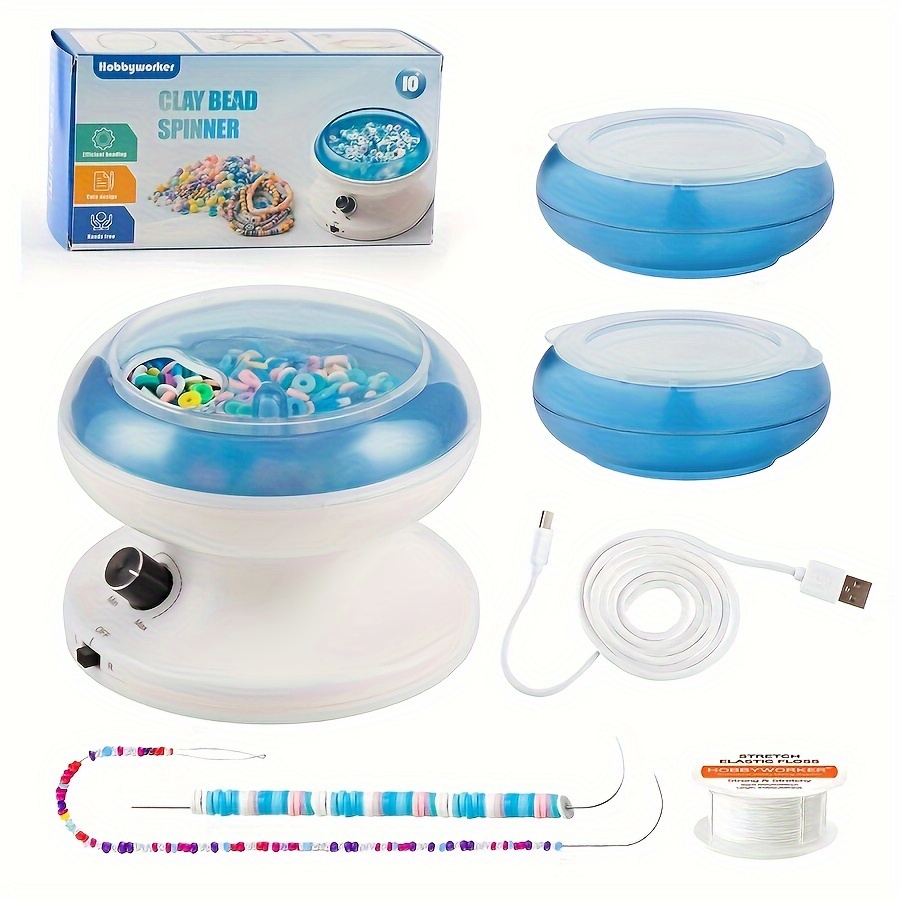 

Hobbyworker Electric Clay Bead Spinner Kit With 3pcs Bead Trays 2pcs Bead Spinner Needles, 1000pcs Clay Beads And 1300pcs Seed Beads 8m Elastic Cord For Bracelet Necklace Jewelry Making (patented)