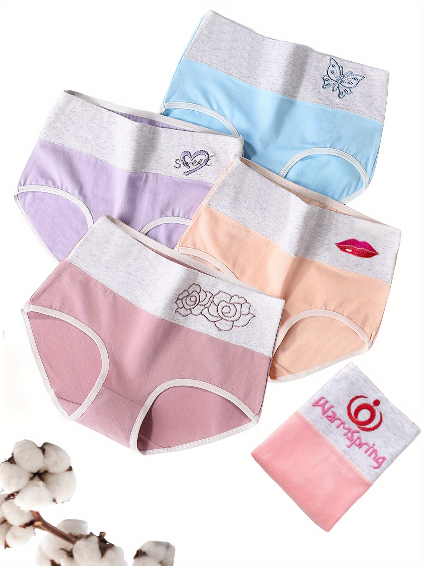 LANGSHA 5Pcs Women Panties Lady Cotton Underwear Girls Breathable