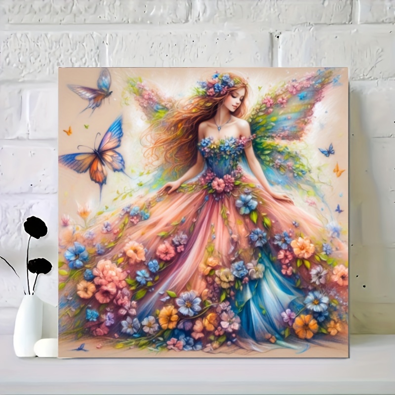 

5d Diy Diamond Painting Kit - Floral Fairy Full Drill Round Diamond Art, Acrylic Diamond Mosaic Set For Home Decoration, Flower Theme Diamond Embroidery Craft For Living Room And Bedroom