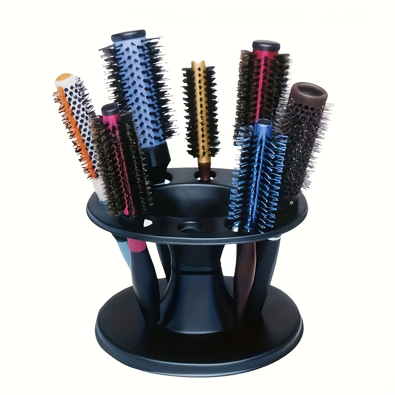 

1pc Support de peigne à cheveux rond en plastique, organisateur d'outils de coiffure professionnel pour salon, pour accessoires de et de , compatible avec les cheveux , noir