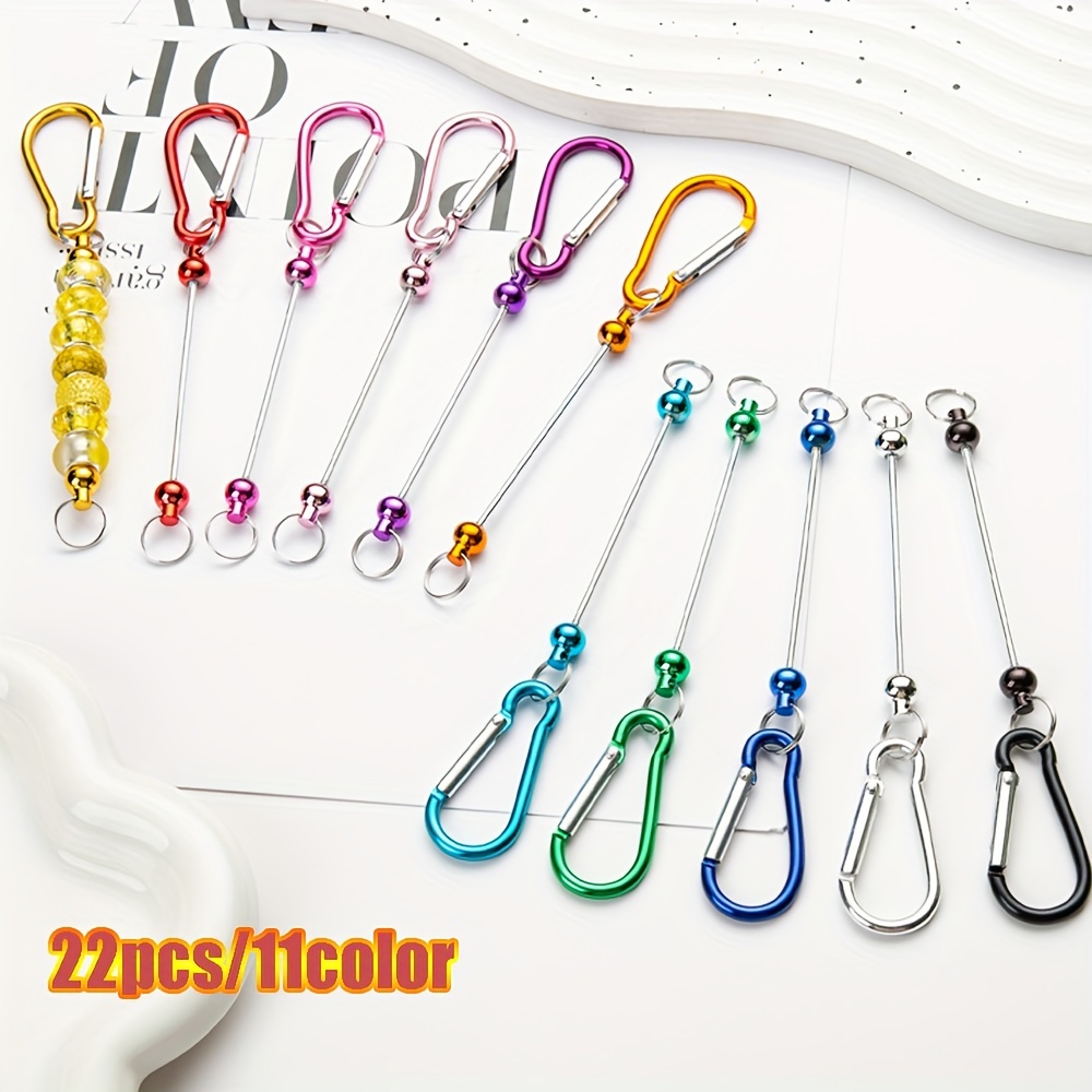

22pcs Assorted Colors Diy Beaded Carabiner Clips, Metal Beading Pen Hanging Hooks, Keychain Backpack Charms, Jewelry Clasps, Multi-use Aluminum D-ring Locking Carabiners