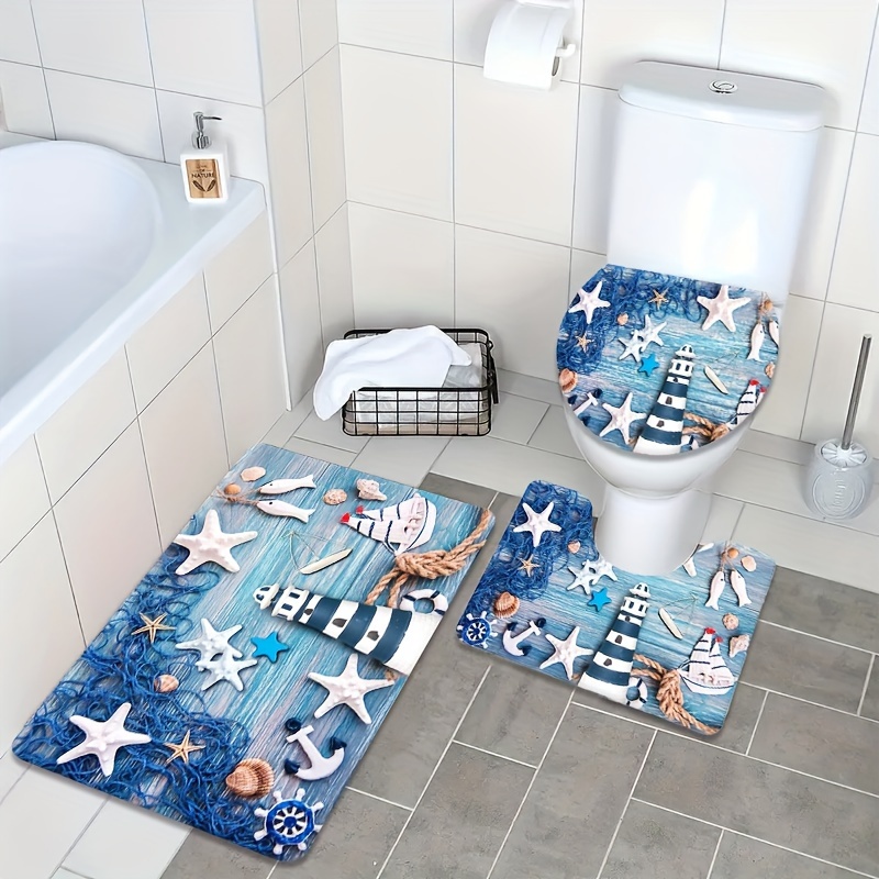 

3pcs Luxury Bathroom Rug Set - Mats For Shower, Bathtub & Toilet With Non-slip Backing - Soft, Absorbent & Machine Washable