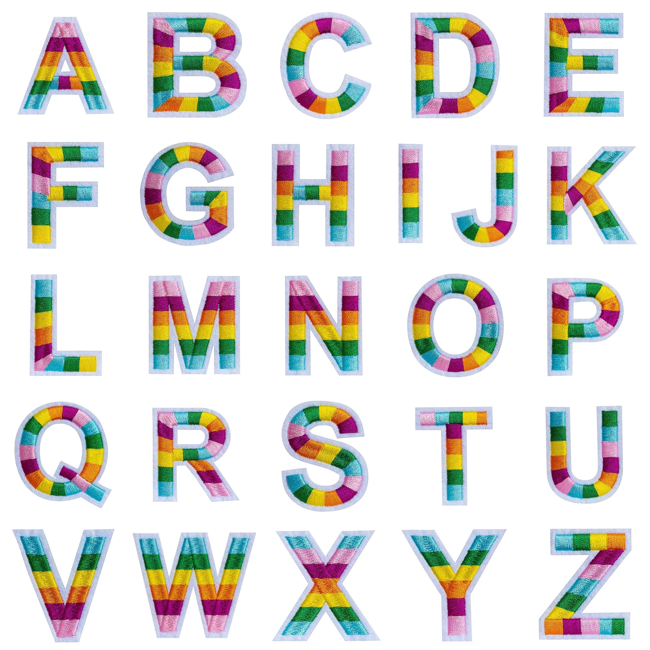 

26 Pieces Iron-on Alphabet Patches, Multicolored Embroidered Appliqués Set, A-z Letters For Diy Craft, Hats, Jackets, Shirts & Jeans