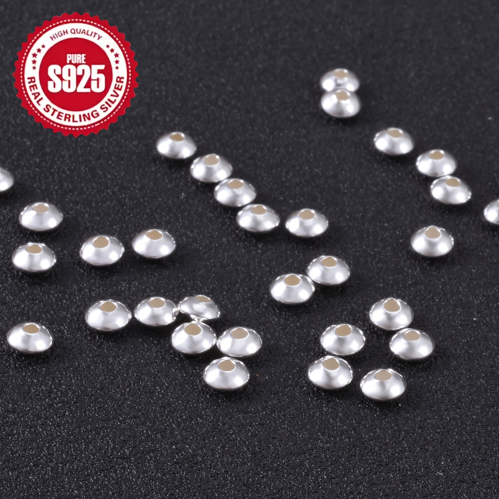 50pcs S925 Sterling Silver Spacer Beads for Jewellery Making