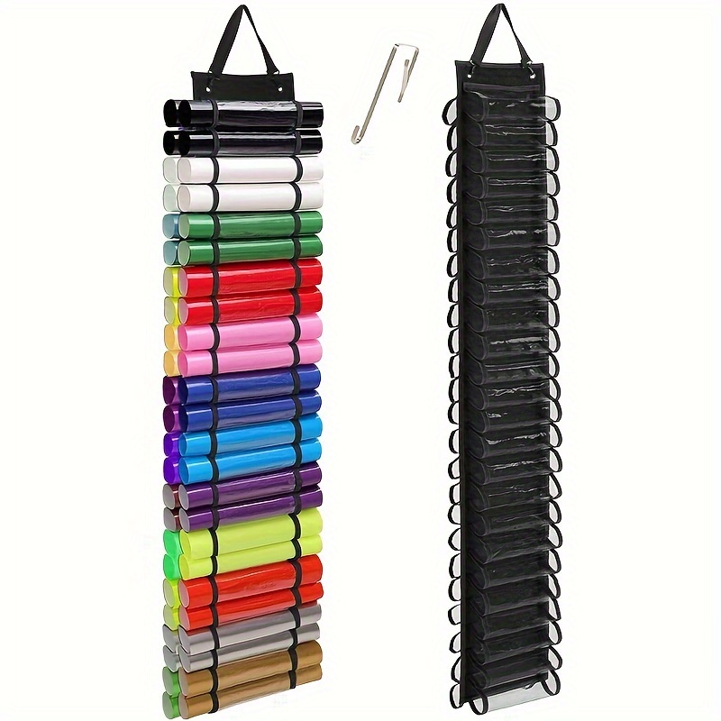 

1pc Transparent Vinyl Roll Organizer - 48-slot Heat Transfer Film Storage Holder, Wall-mounted For Easy Access