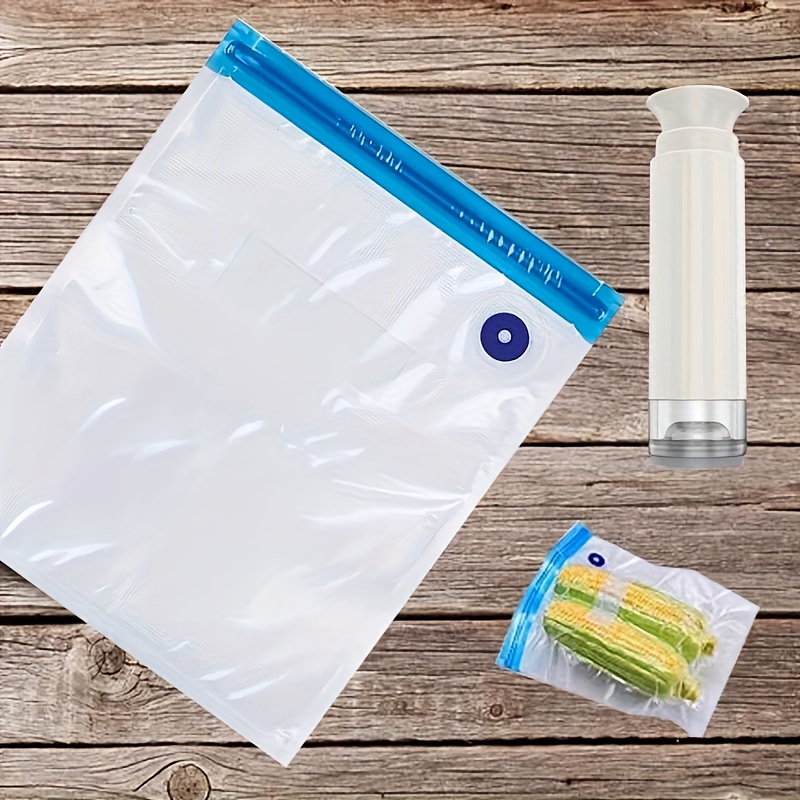 1set Vacuum Compression Bag Food Preservation Bag, Food Transparent Pattern  Seal Cooked Food Packaging Air Pump, 30x34cm Size 20 with 20 Sealing
